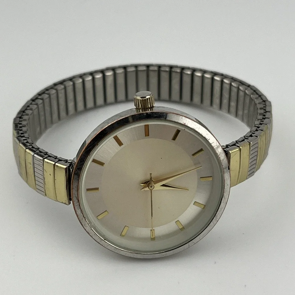 Women's‎ Two Tone 32mm Stretch Band Watch- New Battery